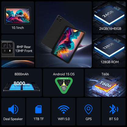 SHOUDUM Tablet Android 16 Tablet,24GB RAM 128GB ROM /1TB TF, Octa-Core AI Tablets, 5G WiFi , 2 in 1 Tablets with Keyboard Mouse Stylus