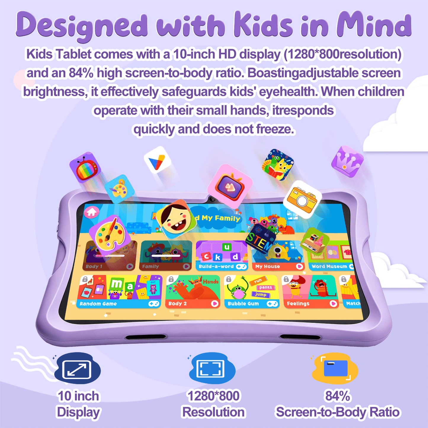 Kids Tablet 10-Inch Android 16, 16GB+128GB (1TB Expandable), Parental Control