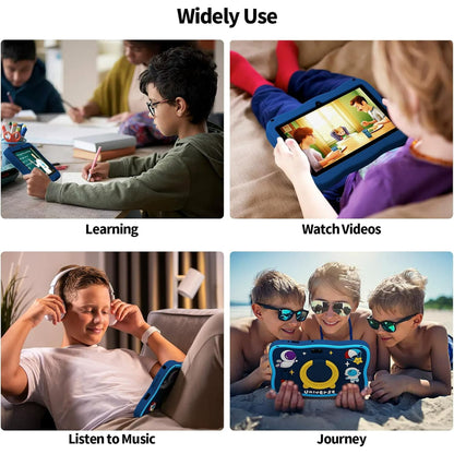 SHOUDUM Kids Tablet,Android Toddler Tablet, 128GB Storage, Dual Camera, Shockproof Case, Parental Control Tablets Support