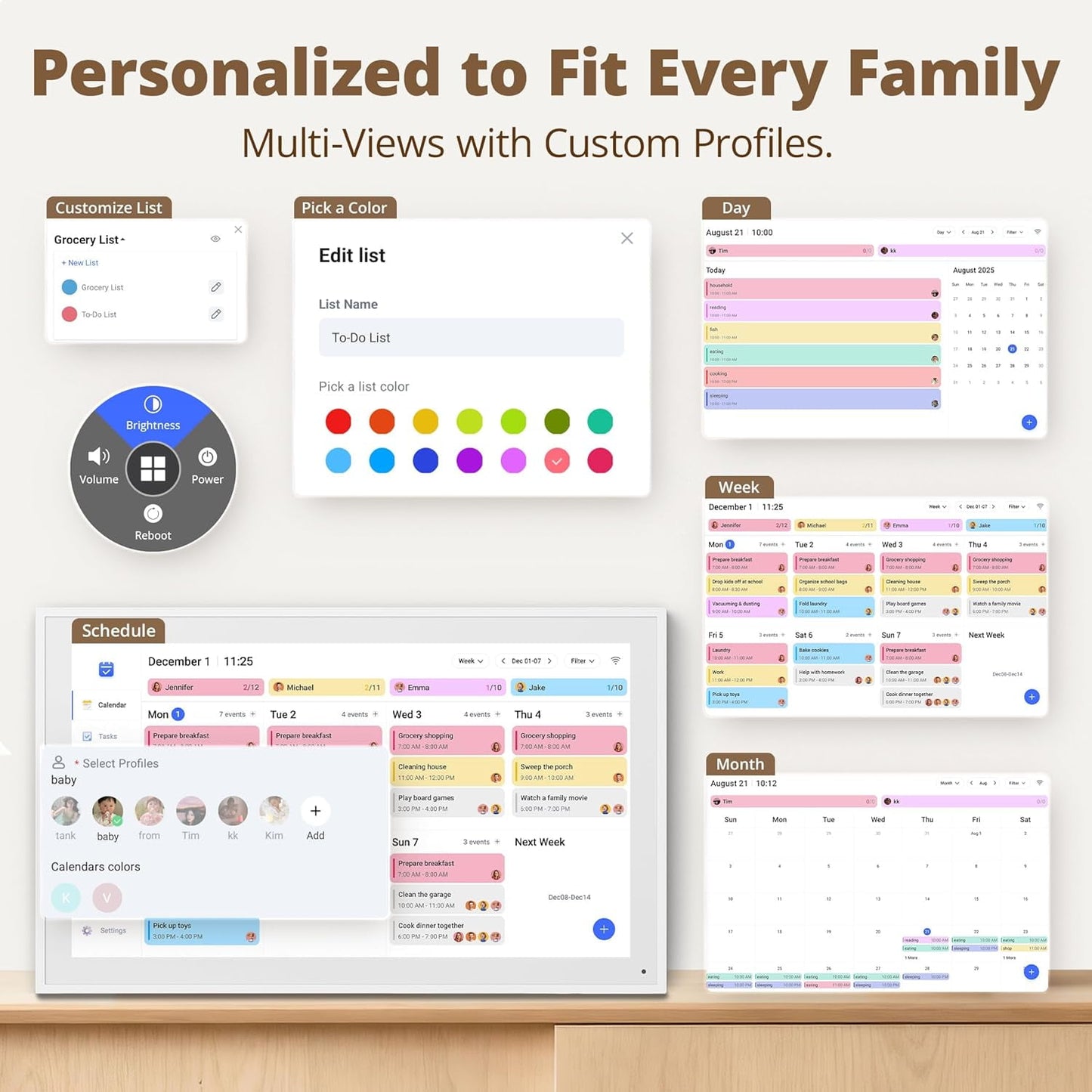 SHOUDUM Digital Calendar, 15.6" Chore Chart Wall Planner, 1080P FHD Interactive Touchscreen,Display for Family Schedules and All Apps Full Free-White