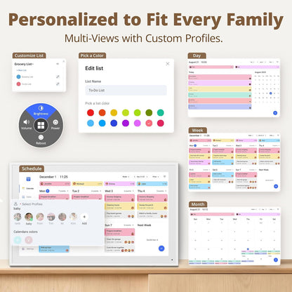 SHOUDUM Digital Calendar, 15.6" Chore Chart Wall Planner, 1080P FHD Interactive Touchscreen,Display for Family Schedules and All Apps Full Free-White