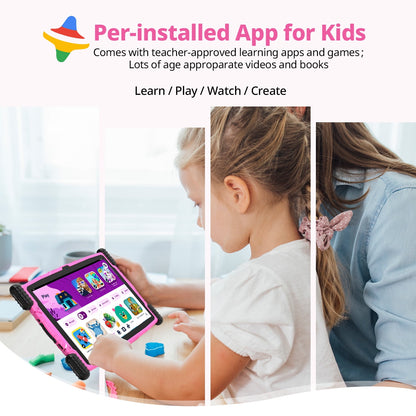 2025 Android 13 tablet,10" Android Kids Tablet 4GB+64GB, Kid-Proof Case with Kickstand, Quad-Core 1.6