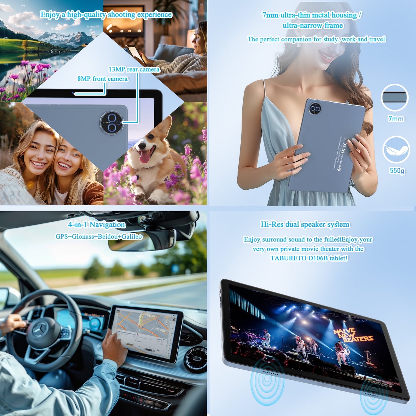 Latest Android 15 Tablet with 4G LTE Cellular,14GB RAM,128GB ROM,2TB Expand,Octa Core,10.1 Inch FHD IPS Screen,8000mAh Battery,8+13MP Dual Camera,Dual Sim Card Slot,2.4/5G WiFi,Bluetoot